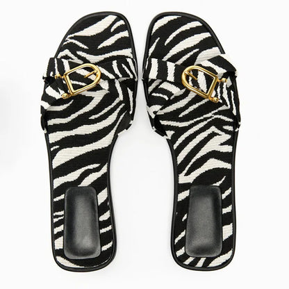 | Italian Leather Cutout Slide Sandal
