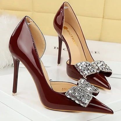 Rhinestone Women's High Heel Pumps in Patent Leather