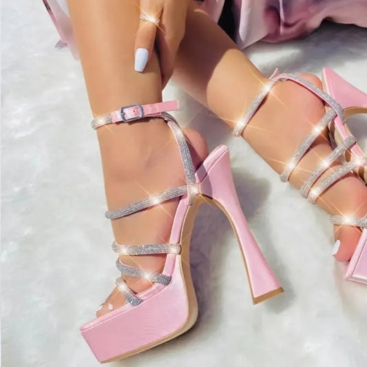 Pink Women Sexy 15CM Super High Sandals - Pink 15CM High Heel Sandals