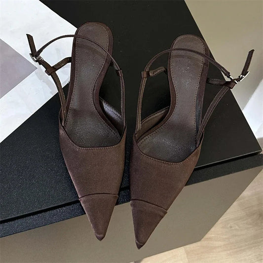 Spring Buckle Strap Women Pumps Sandals with Thin Heels