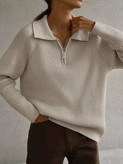 | Ribbed Half-Zip Sweater