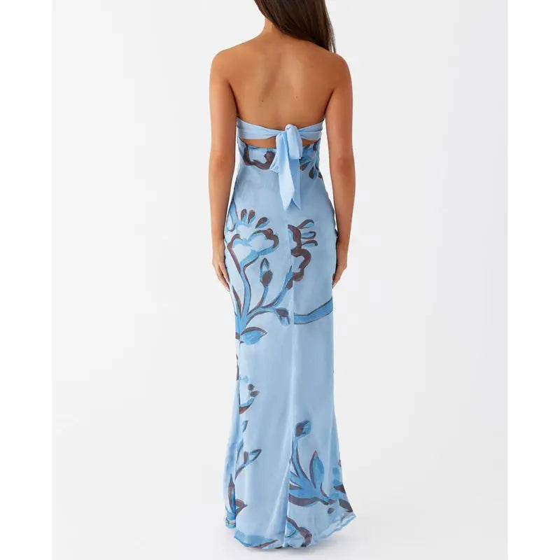 Hollow Out Bow Tube Strapless Vacation Dress