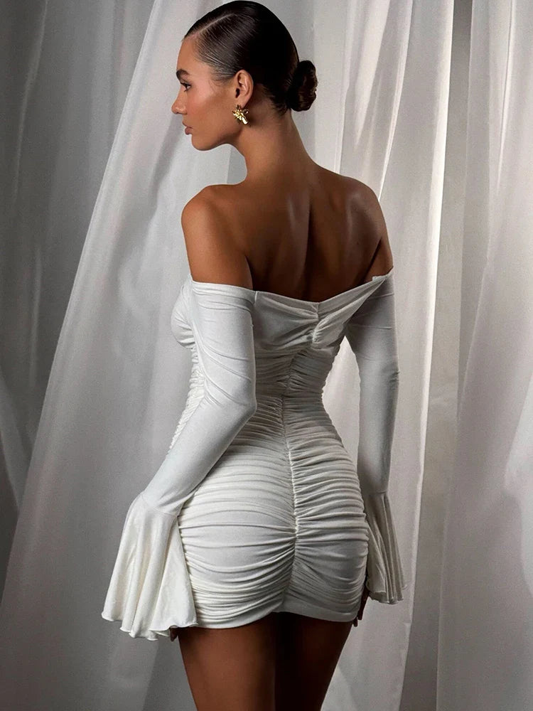 Flare Sleeve Off Shoulder Bodycon Dress