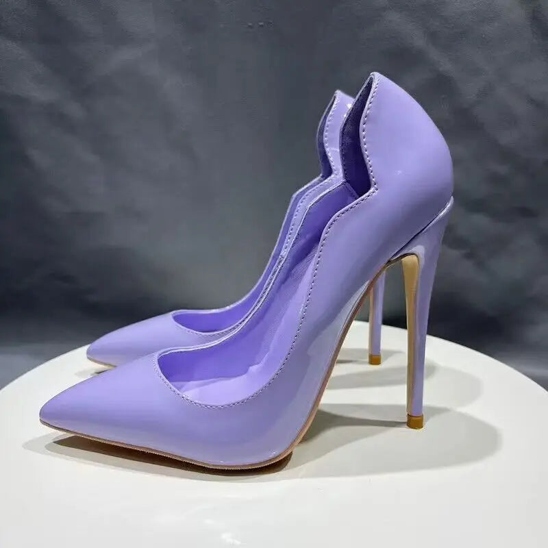 Black Patent Pointed Toe Stiletto High Heels for Women