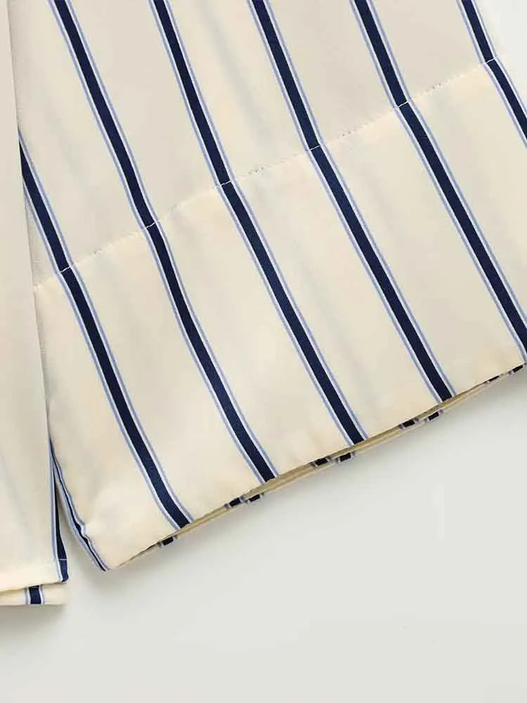 | Striped Button-Up Blouse