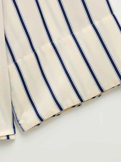 | Striped Button-Up Blouse
