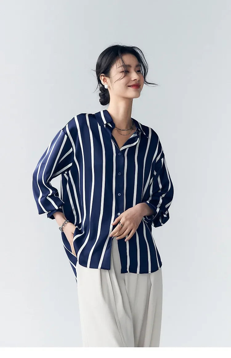 | Stripe Satin Blouse