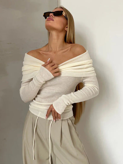 | Off-Shoulder Knit Top