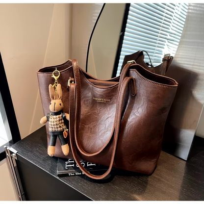 | Soft Vegan Leather Tote Bag with Shoulder Straps