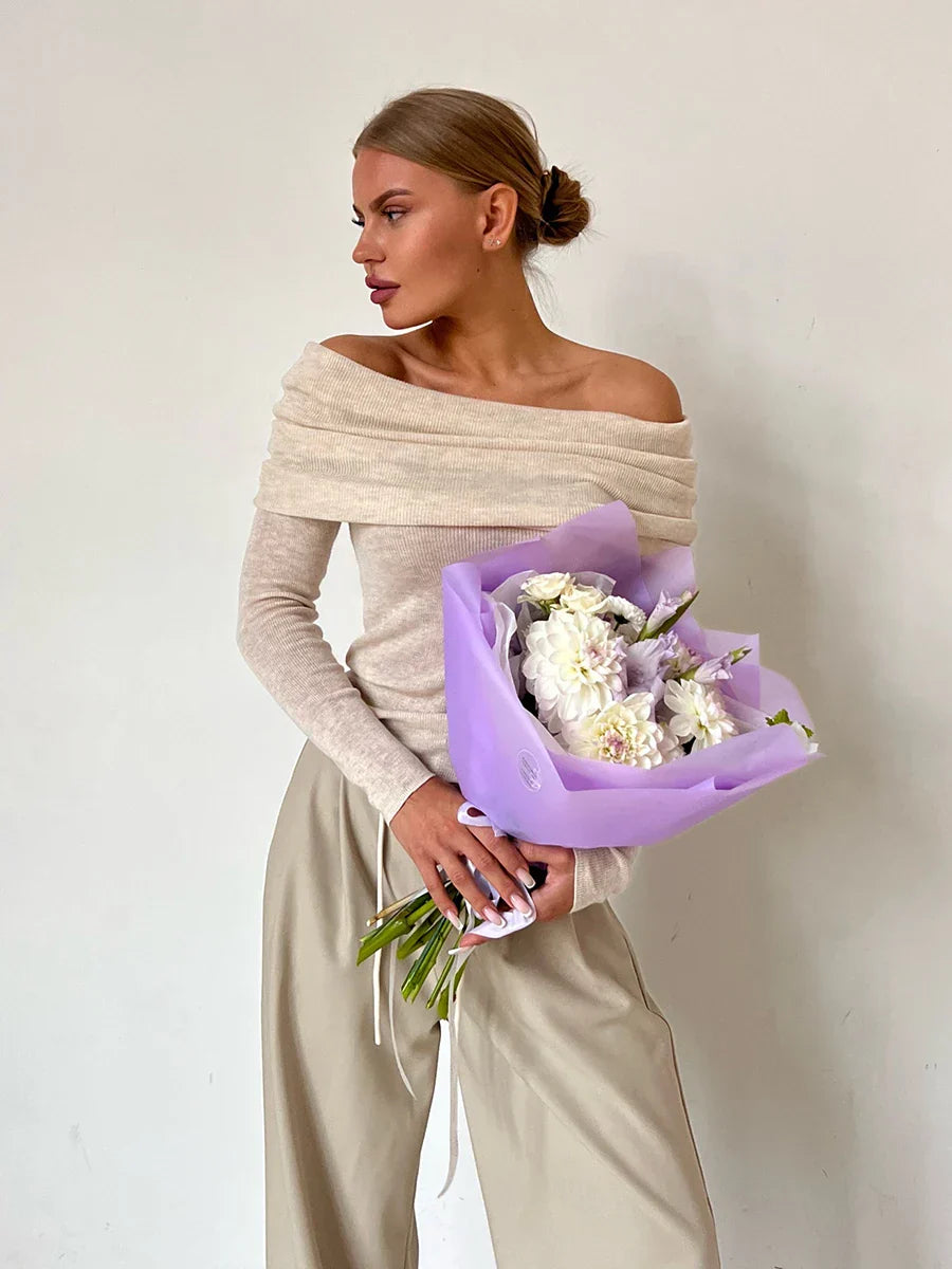 | Off-Shoulder Knit Top