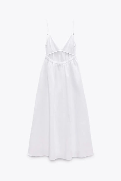 Backless Midi Dress Camisole Chic V-Neck & Easy Fit