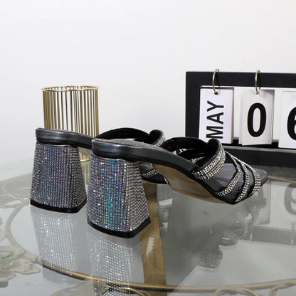 Luxurious Hollowed Out High Heel Slippers for Summer Fashion
