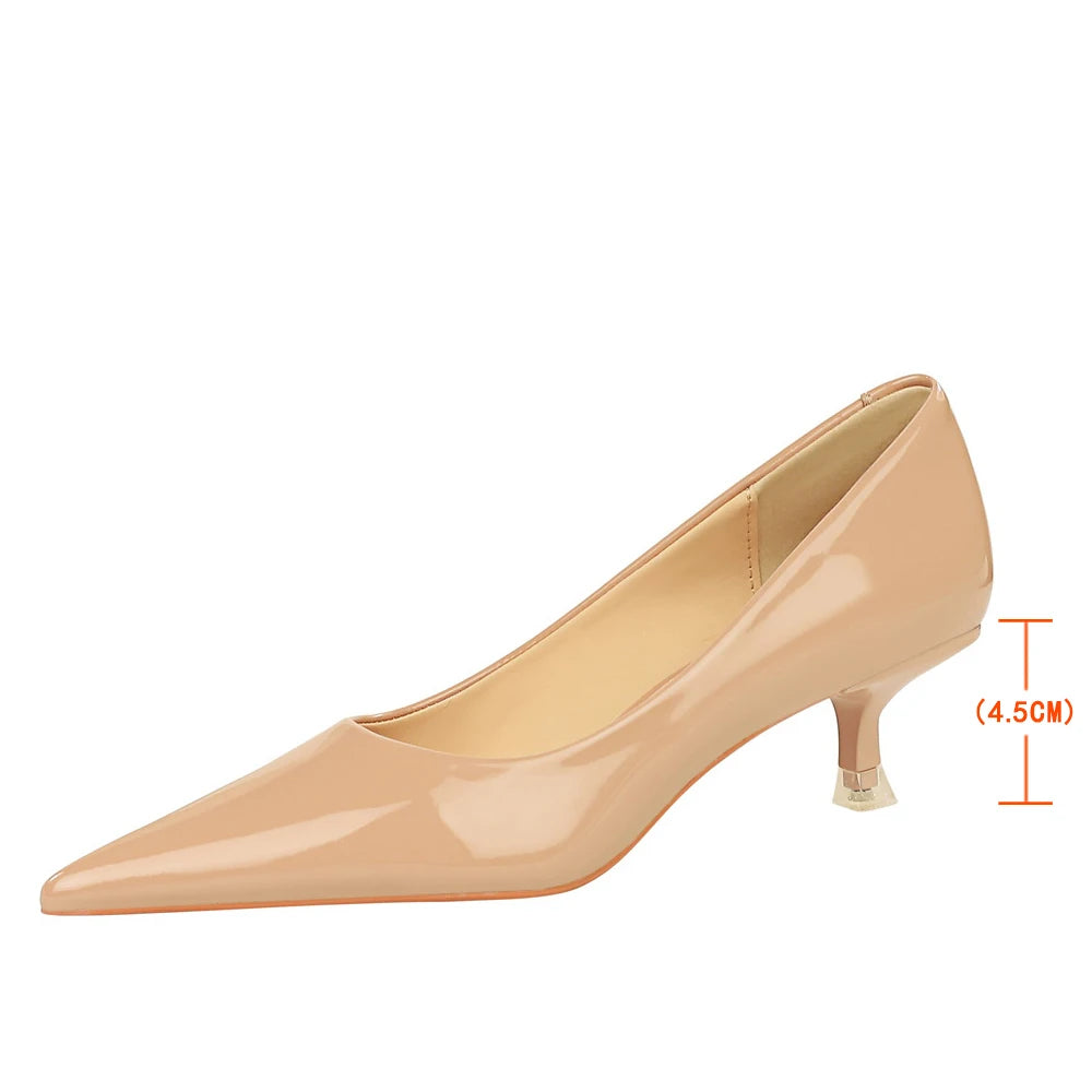 Mid Heel Women Shoes in Patent Leather