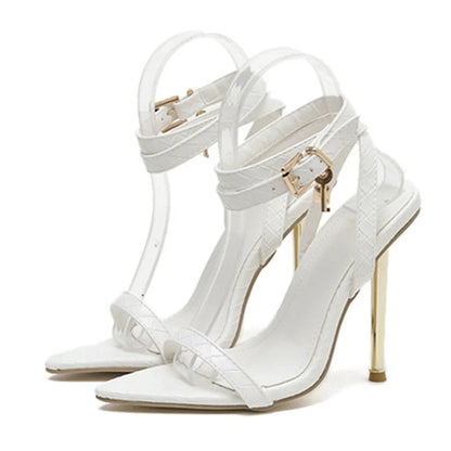 Pointed Toe Metal Thin High Heels Sexy Sandals