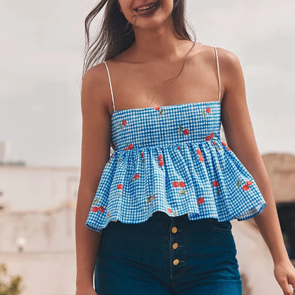 Cherry Gingham Top