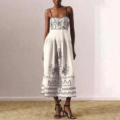 Printed Swing Floral Square Neck Boho Dress