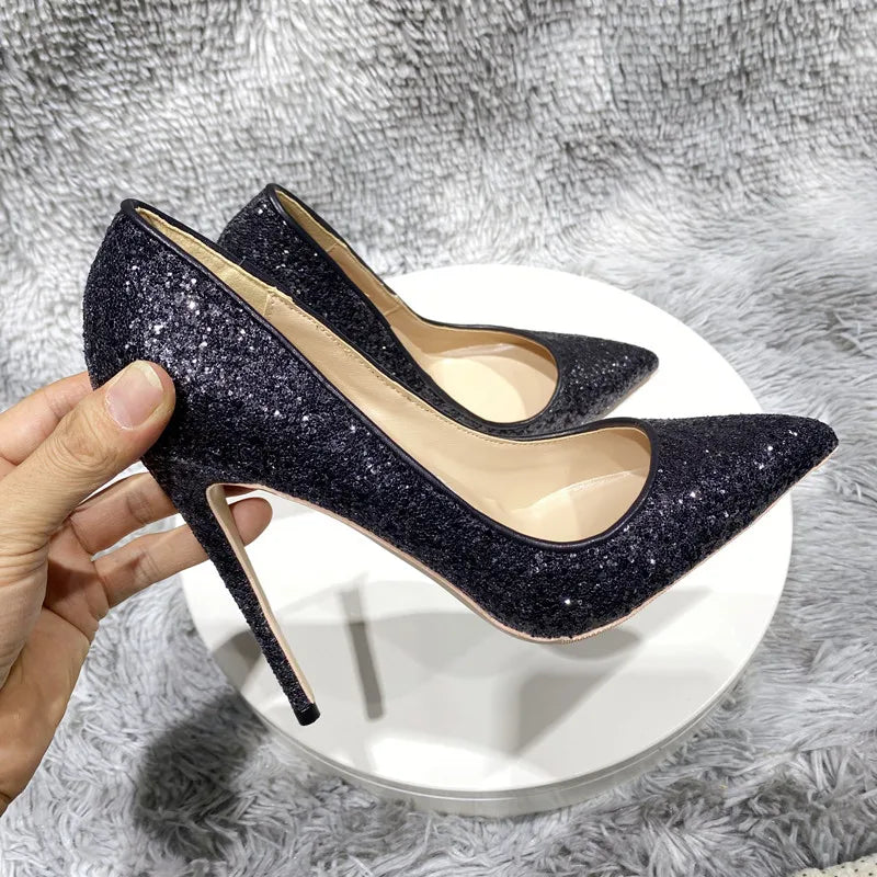 Sequined Pointy Toe High Heel Shoes for Women