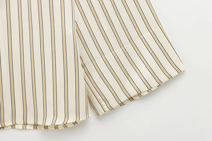 | Striped Button-Up Blouse