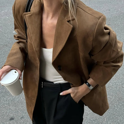 Suede Vintage Brown Leather Coat