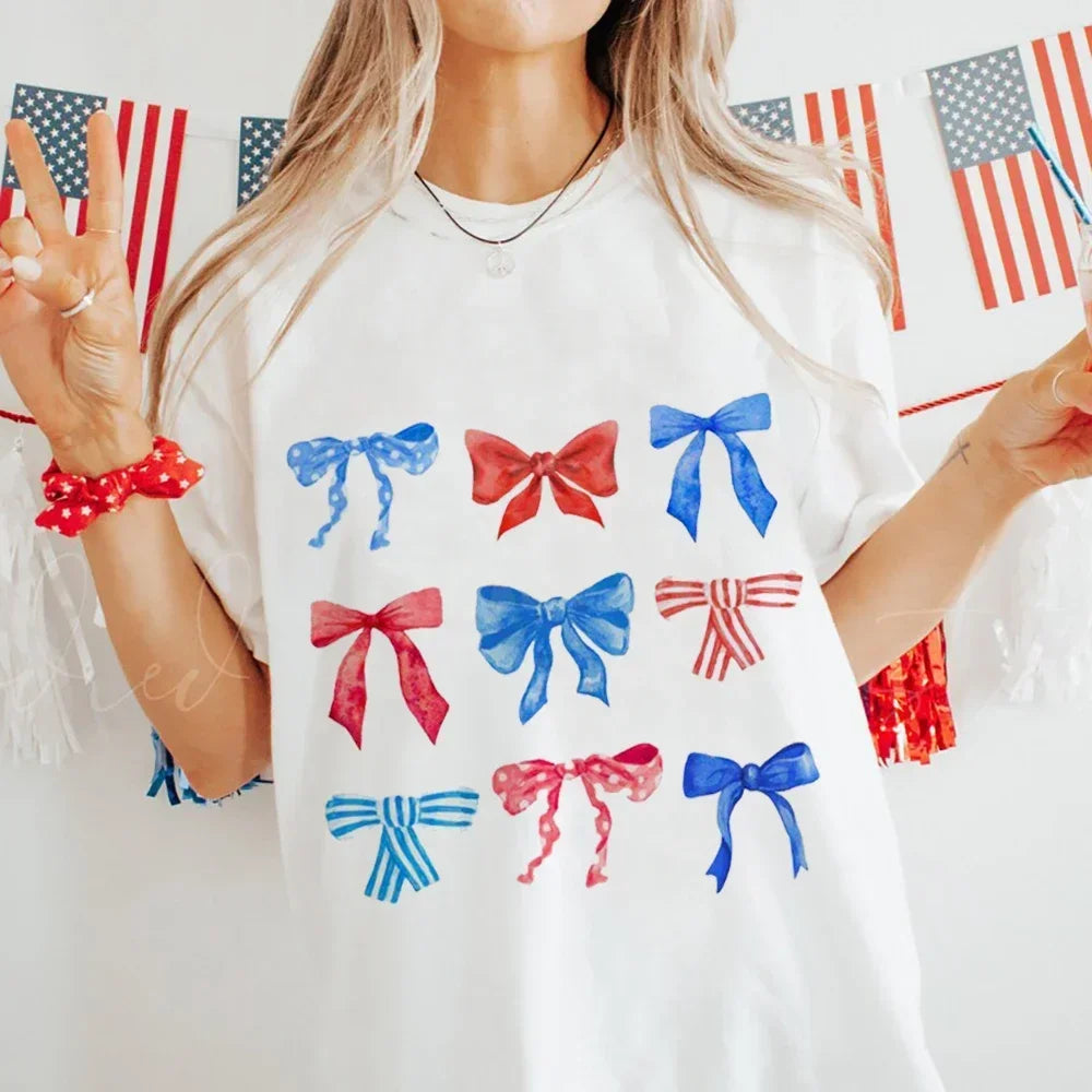Bow Print Coquette Style T-shirt