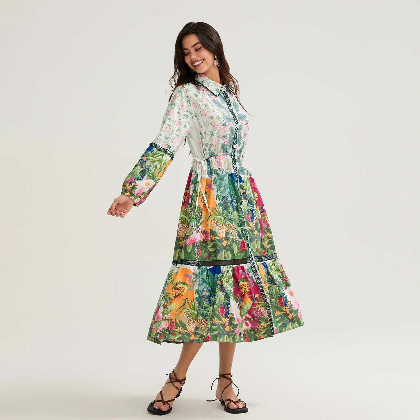 Vintage Floral Shirt Loose Vacation Dress