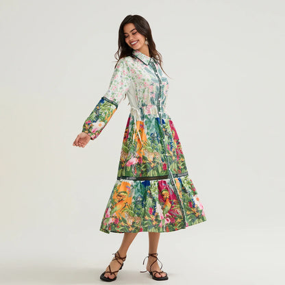 Vintage Floral Shirt Loose Vacation Dress