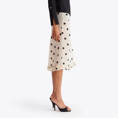 Elegant Dot Pattern Sheer Mesh Skirt