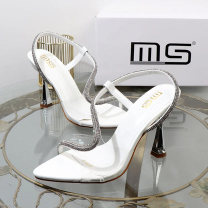 Autumn Elegant Rhinestone Pointed Stiletto Heel Sandals