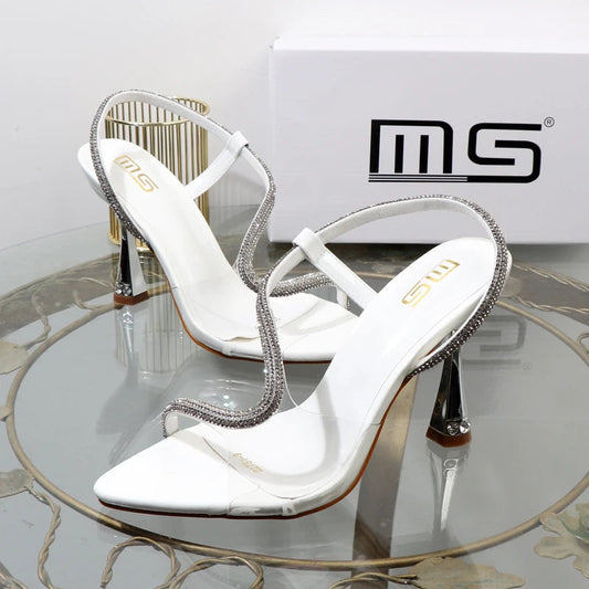 Autumn Elegant Rhinestone Pointed Stiletto Heel Sandals