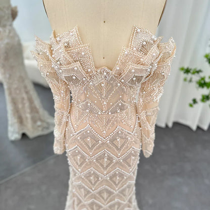 Mermaid Off-Shoulder Nude Evening Dresses for Women