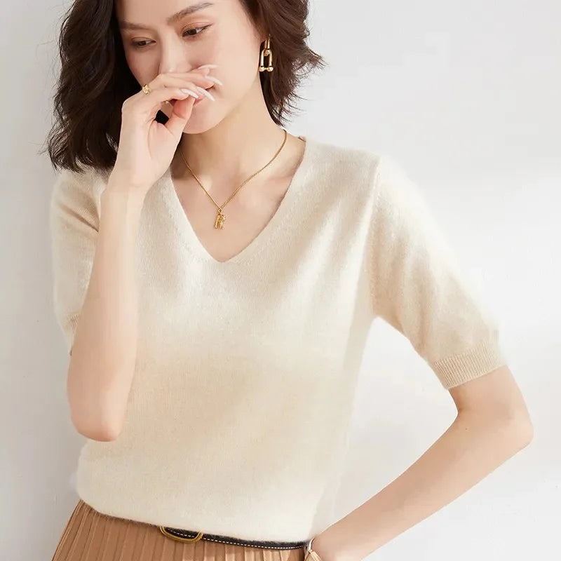 | V-Neck Knit Top