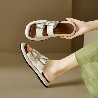 | Twin-Buckle Slide Sandals