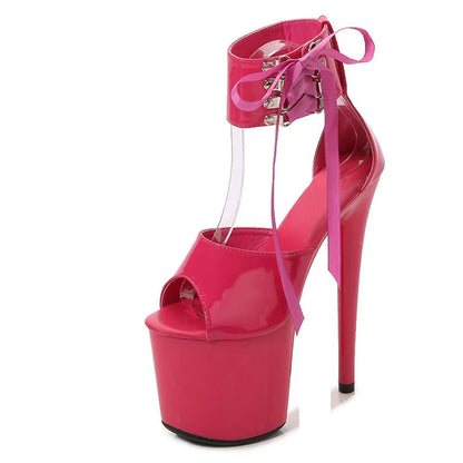 Rivet Ankle Strap High Heel Platform Sandals for Women