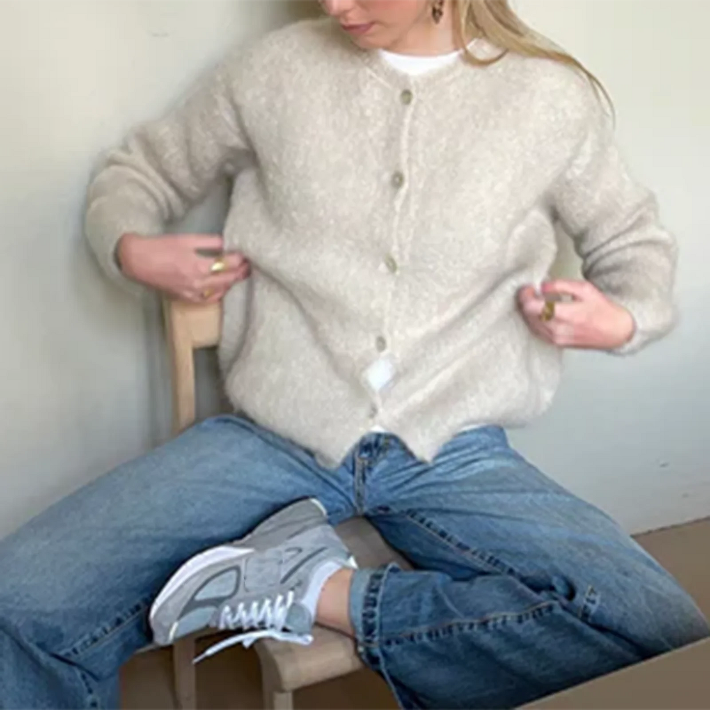 Vintage Crop Button Solid Knit Cardigan