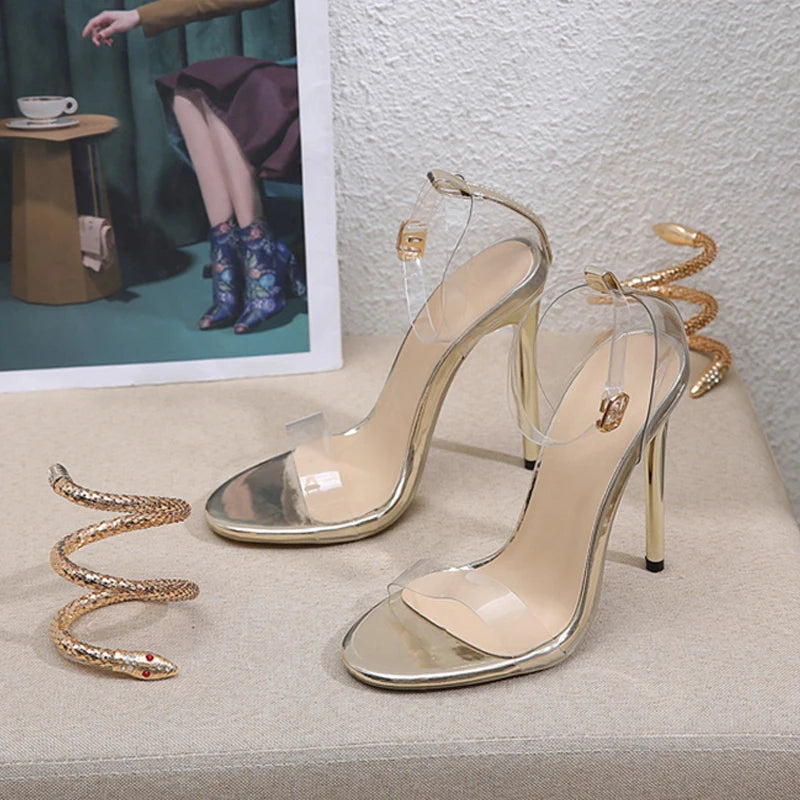 Golden High Heels Sandals for Women - Summer Fashion