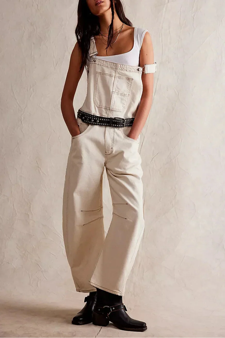 | Wide-Leg Denim Overalls