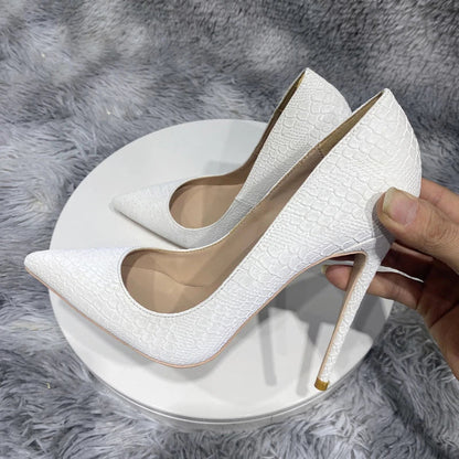 Mint Green Crocodile Effect Pointy Toe High Heel Shoes for Women