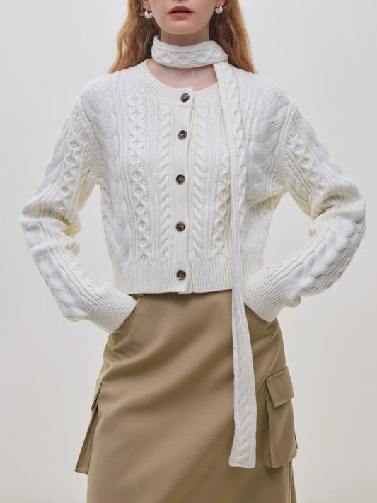 Twisted Flower Short Knit Cardigan