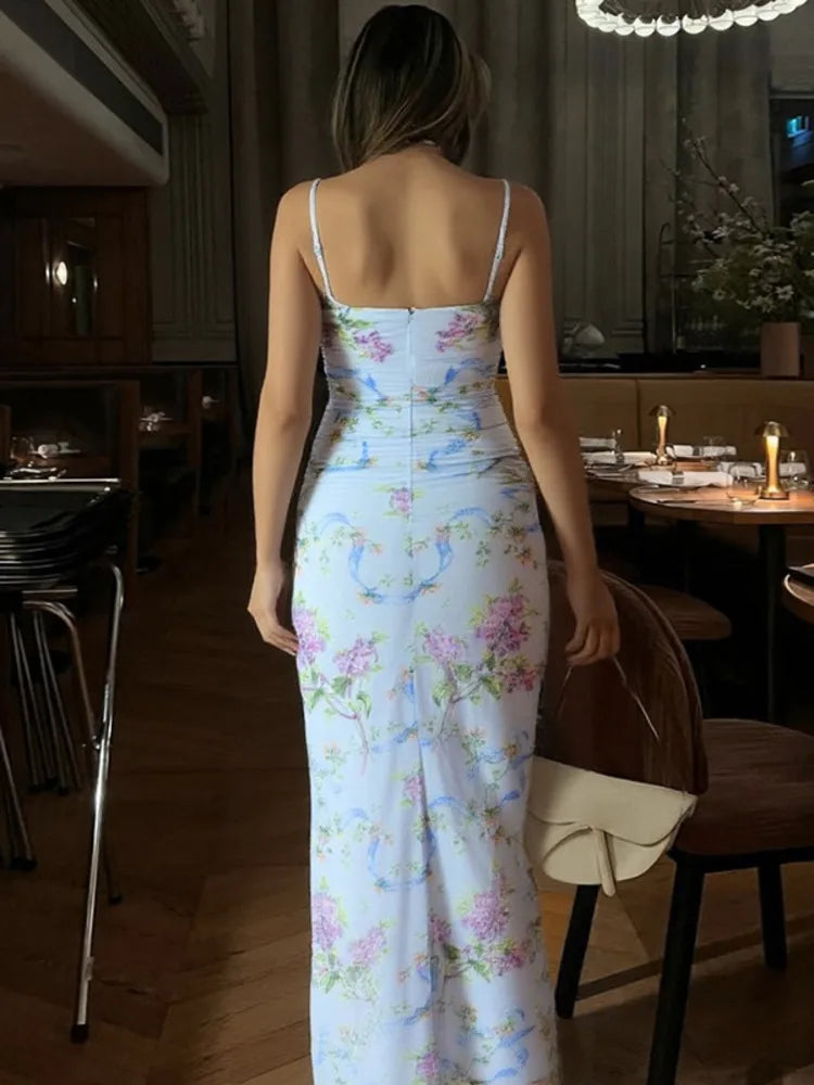 Sleeveless Slash Neck Spaghetti Strap Vacation Dress