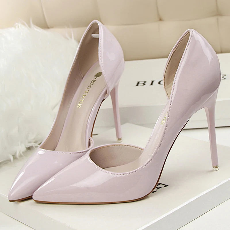 Patent Leather High Heel Stiletto Party Shoes for Women in Office Career
