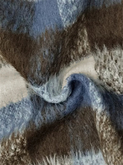 Elena Plaid Puffed Fleece Jacket