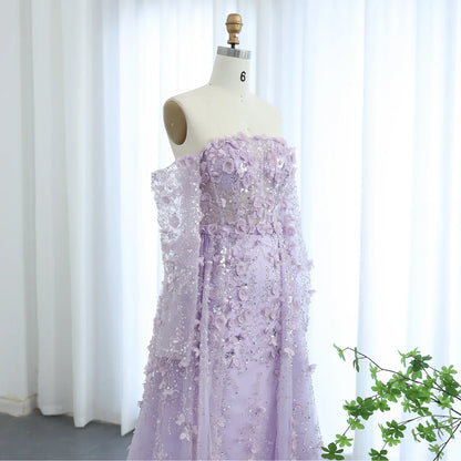3D Floral Pink Evening Gown with Overskirt