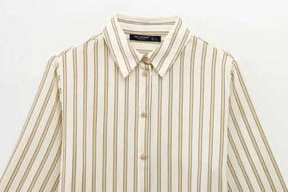 | Striped Button-Up Blouse