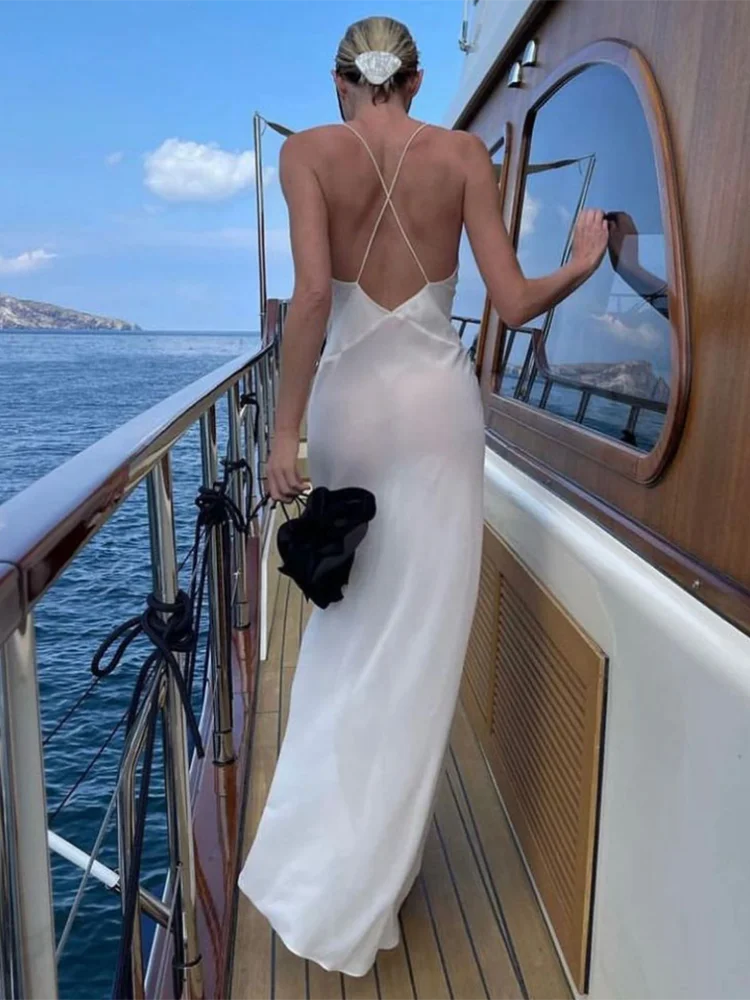 Flower Deep V Sheer Slip Maxi Dress
