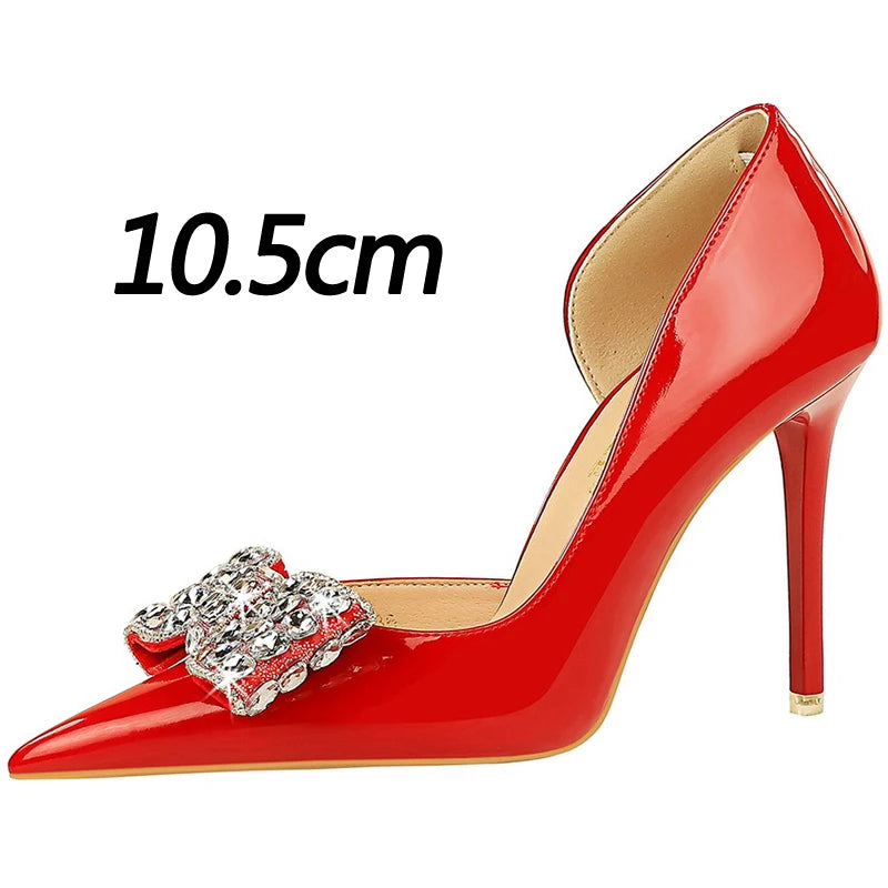 Rhinestone Women's High Heel Pumps in Patent Leather