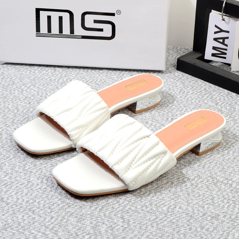 Summer low-heeled fairy slippers with 3CM thick heel