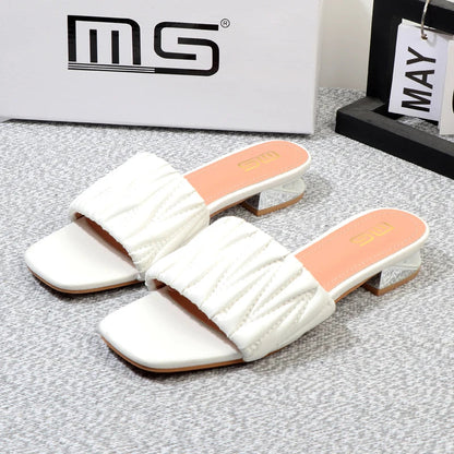 Summer low-heeled fairy slippers with 3CM thick heel