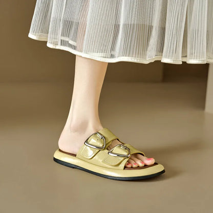 | Twin-Buckle Slide Sandals