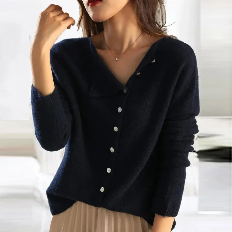 | Asymmetric Button Sweater