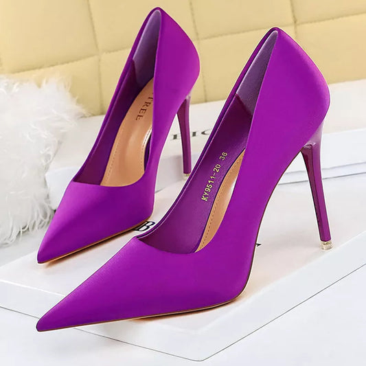 Purple High Heels Stiletto Luxury Party Shoes for Fashionable Women